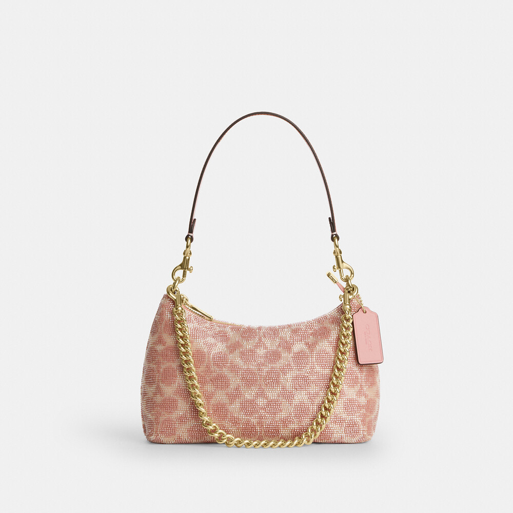Coach Teri Shoulder Bag In Signature Beaded Satin